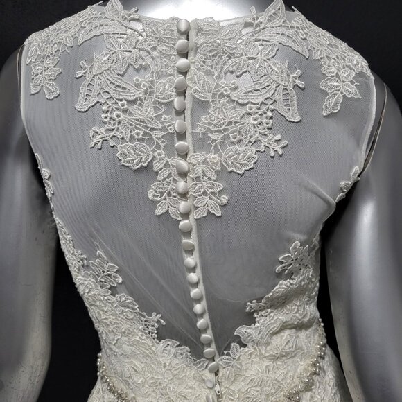 NWOT~$1650~ELLA ROSA~SZ 4~IVORY LACE EMBROIDERED FIT & FLARE WEDDING DRESS - Picture 13 of 16